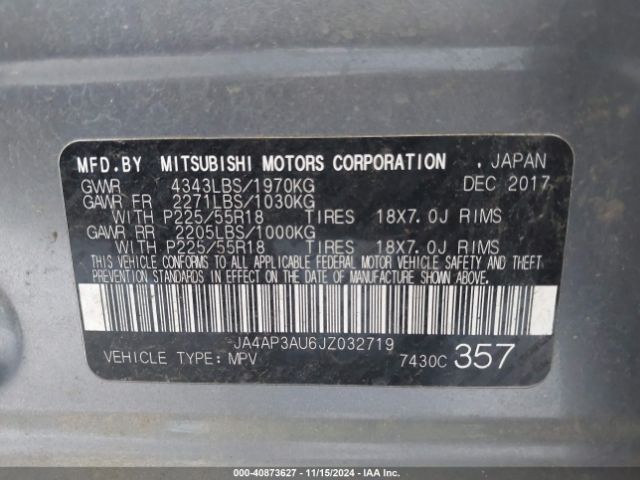 2018 MITSUBISHI OUTLANDER SPORT JA4AP3AU6JZ032719 Photo 8