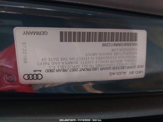 WAUD8AF29MN012288 Audi A6 Sedan Sport Premium 45 Tfsi Quattro S Tronic