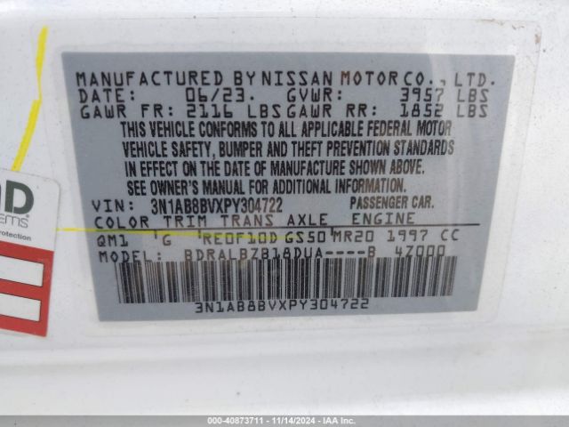 3N1AB8BVXPY304722 Nissan Sentra S Xtronic Cvt
