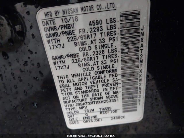 Nissan ROGUE SV 2019 JN8AT2MTXKW253391 Image 9