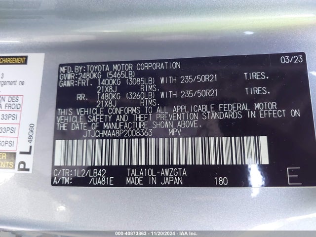 JTJCHMAA8P2008363 Lexus Rx 350 Premium Plus