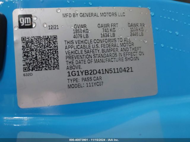 1G1YB2D41N5110421 Chevrolet Corvette Stingray Rwd  2lt