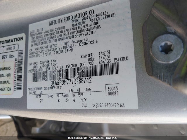 3FA6P0H77JR188742 Ford FUSION SE