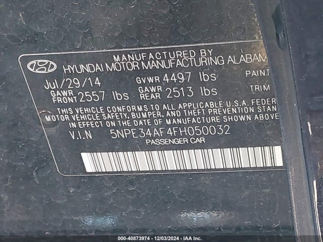 5NPE34AF4FH050032 Hyundai Sonata Sport