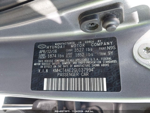 Hyundai ACCENT SE 2016 KMHCT4AE2GU137994 Image 9