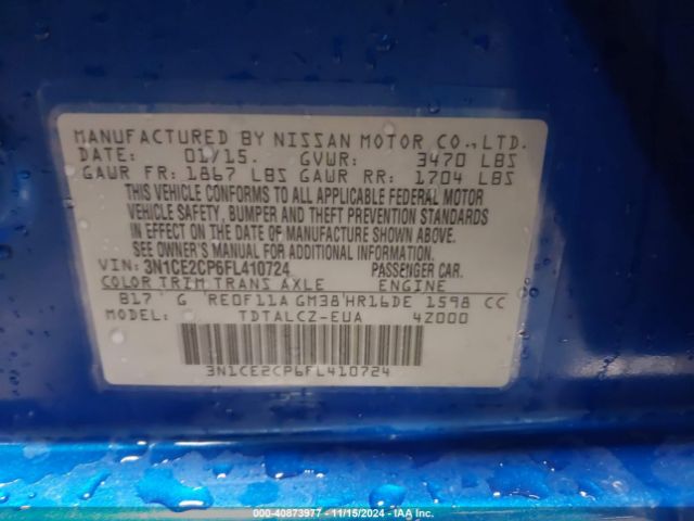 3N1CE2CP6FL410724 Nissan Versa Note S Plus