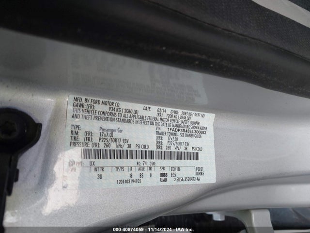 Ford FOCUS ELECTRIC 2014 1FADP3R45EL300682 Image 9