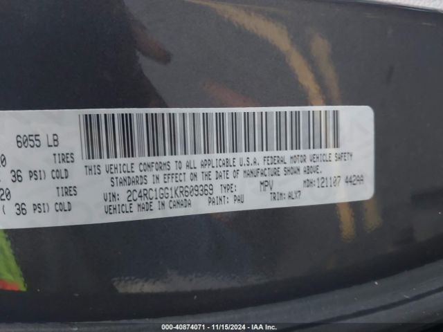2C4RC1GG1KR609369 Chrysler Pacifica Limited