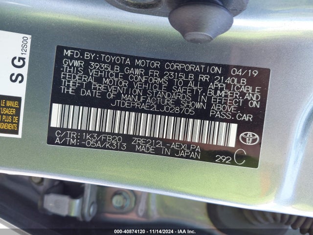 Toyota COROLLA LE 2020 JTDEPRAE2LJ028705 Image 9