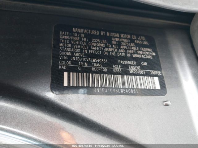 JN1BJ1CV6LW540881 Nissan Rogue Sport Sv Fwd Xtronic Cvt