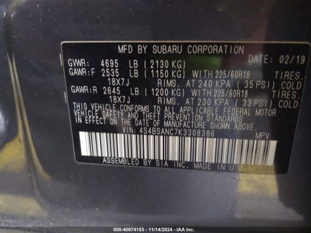 4S4BSANC7K3308386 Subaru Outback 2.5i Limited