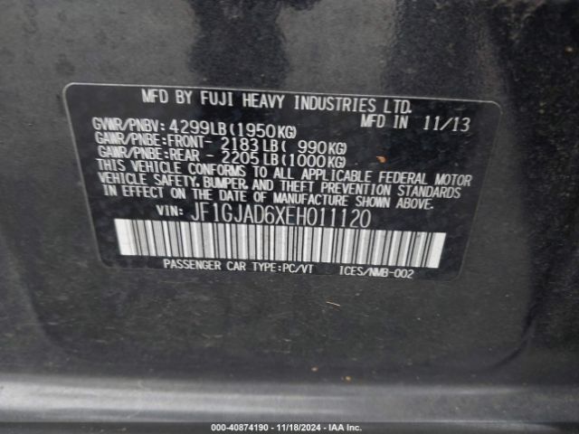 JF1GJAD6XEH011120 Subaru Impreza 2.0i Premium