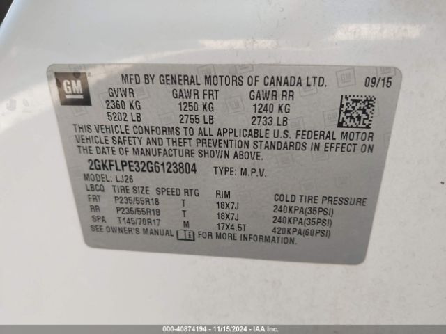2GKFLPE32G6123804 GMC Terrain Slt