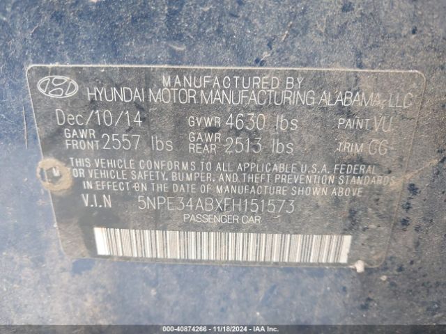 5NPE34ABXFH151573 Hyundai Sonata Sport 2.0t
