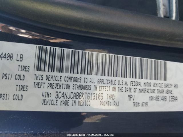 3C4NJCAB6KT613105 Jeep Compass Sport Fwd