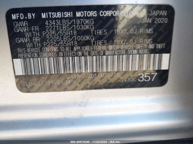 2020 MITSUBISHI OUTLANDER SPORT JA4AR3AUXLU025718 Photo 8