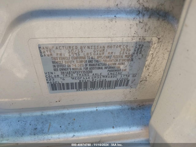 Nissan SENTRA SR 2015 3N1AB7APXFY353088 Image 9