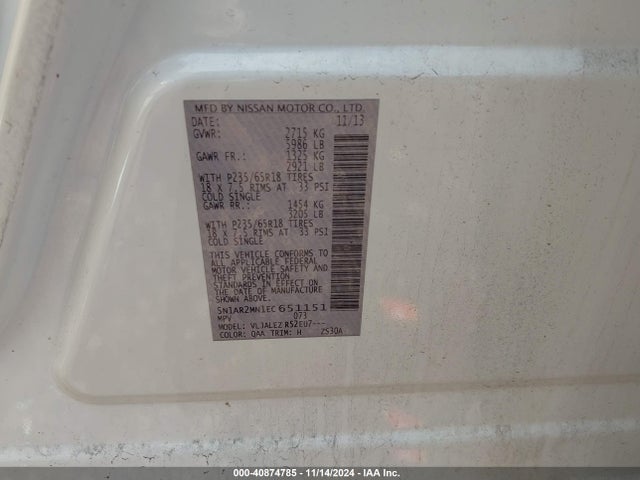 Nissan Pathfinder Sv 2014 5N1AR2MN1EC651151 Image 9