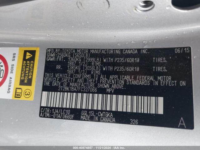 2T2BK1BA7FC327066 Lexus RX 350