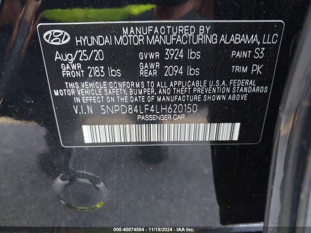 Hyundai ELANTRA SEL 2020 5NPD84LF4LH620150 Image 9