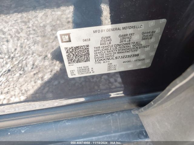 1GKKNULS7JZ232398 GMC ACADIA SLT