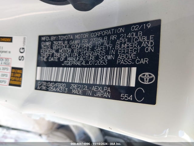 Toyota COROLLA LE 2020 JTDEPRAE4LJ012053 Image 9