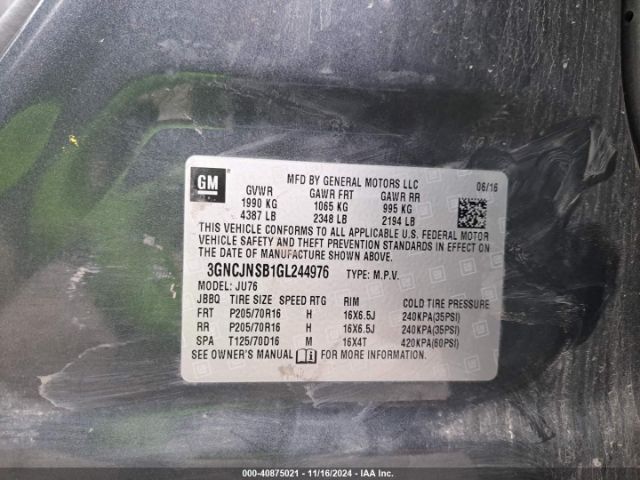 3GNCJNSB1GL244976 Chevrolet Trax 1ls