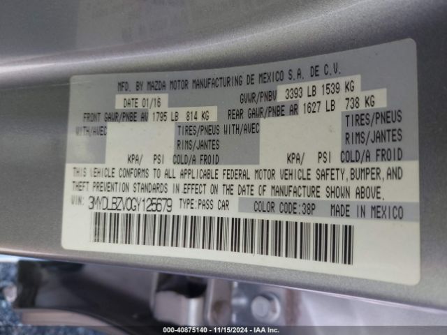 3MYDLBZV0GY125679 Scion IA