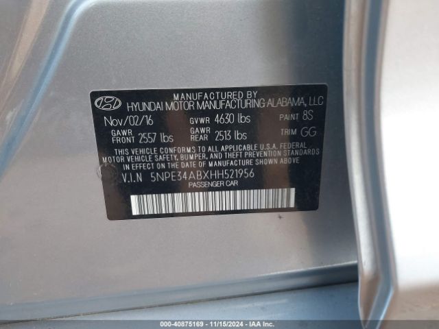 5NPE34ABXHH521956 Hyundai Sonata Sport 2.0t