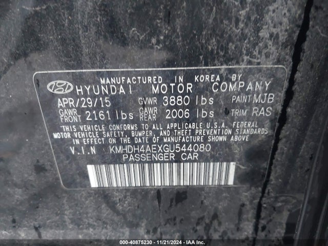 Hyundai ELANTRA SE 2016 KMHDH4AEXGU544080 Image 9