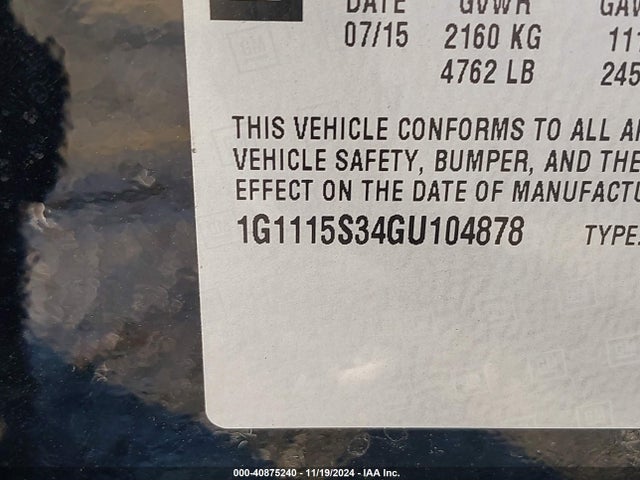 Chevrolet Impala 2lt 2016 1G1115S34GU104878 Image 9