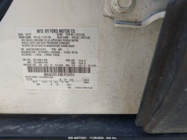 MAJ6S3FLXMC455455 Ford ECOSPORT S