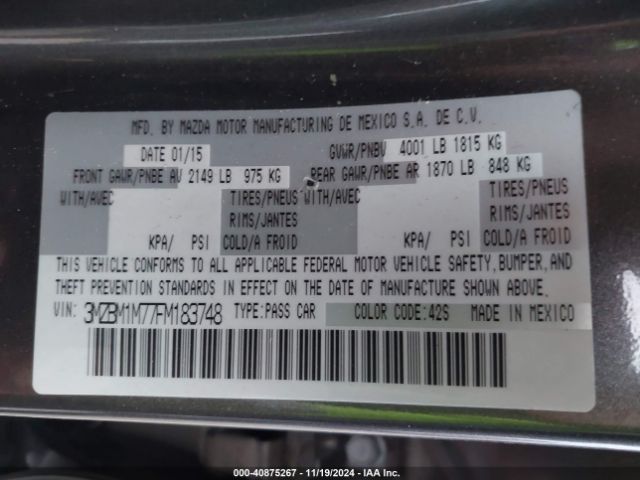 3MZBM1M77FM183748 Mazda Mazda3 I Grand Touring