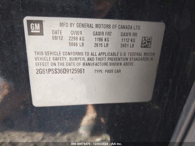 2013 CADILLAC XTS 2G61P5S36D9125961 Photo 8
