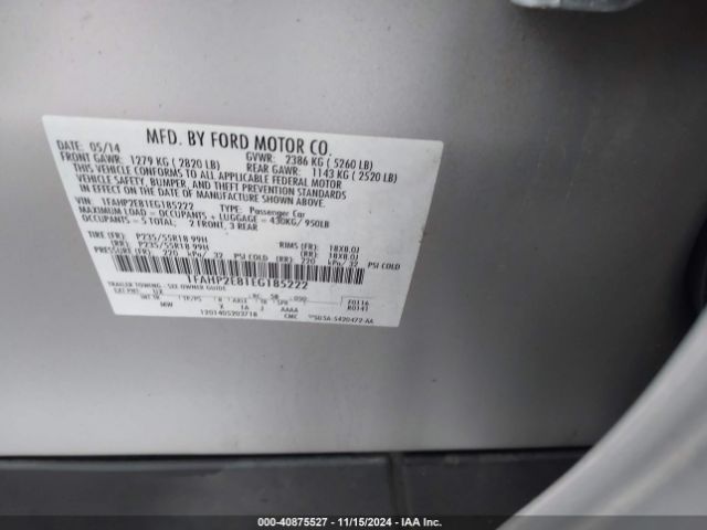 1FAHP2E81EG185222 Ford TAURUS SEL