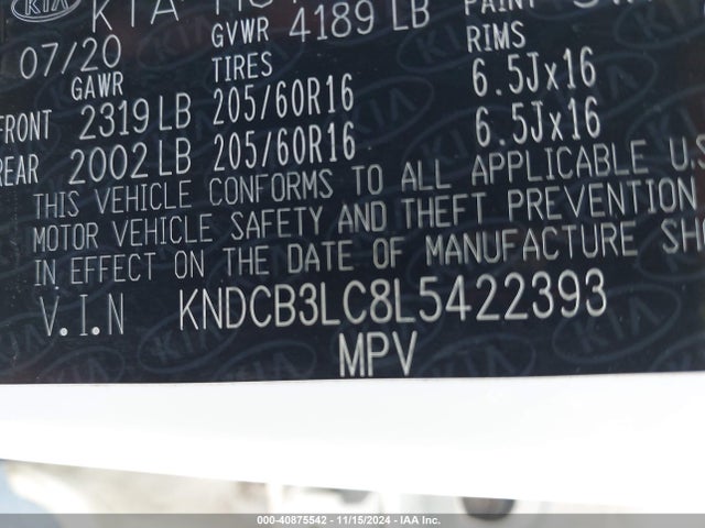KIA Niro Lxs 2020 KNDCB3LC8L5422393 Image 9