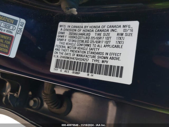 Honda CR-V SE 2016 2HKRM3H47GH534257 Image 9