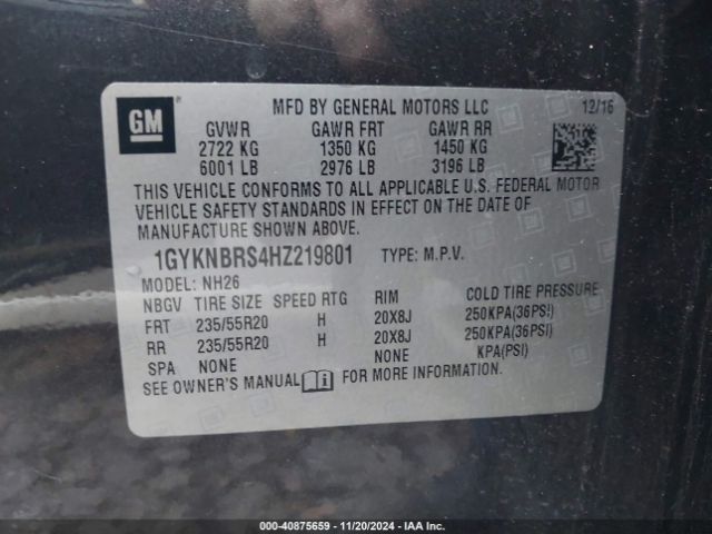 1GYKNBRS4HZ219801 Cadillac XT5 LUXURY