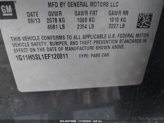 1G11H5SL1EF120811 Chevrolet Malibu 1lz