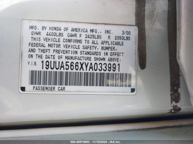 2000 ACURA 3.2TL 19UUA566XYA033991 Photo 8