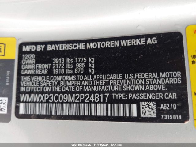 WMWXP3C09M2P24817 Mini Se Hardtop Cooper