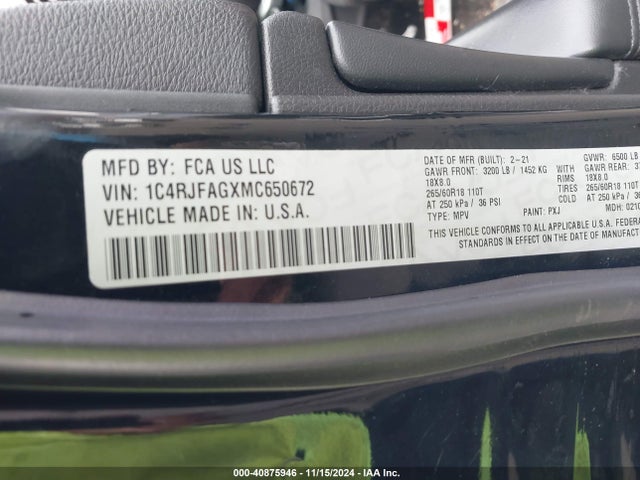 1C4RJFAGXMC650672 Jeep Grand Cherokee Laredo X 4x4