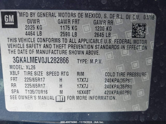 3GKALMEV0JL282866 GMC Terrain Sle