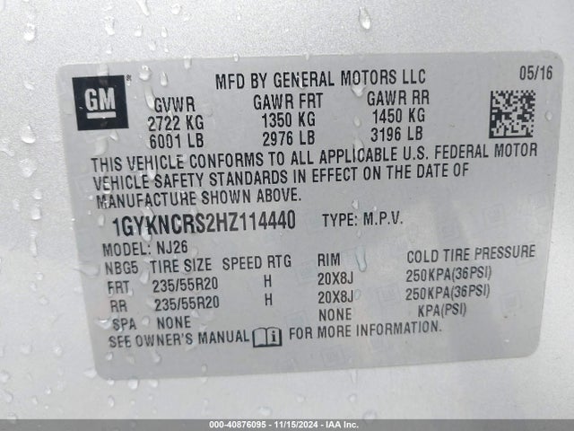 2017 CADILLAC XT5 1GYKNCRS2HZ114440 Photo 8
