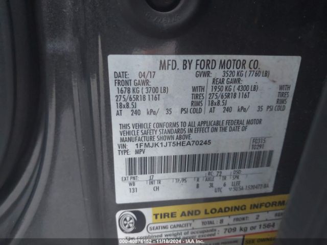 1FMJK1JT5HEA70245 Ford Expedition El Xlt