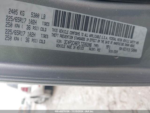 3C4PDCAB7LT226208 Dodge Journey Se Value