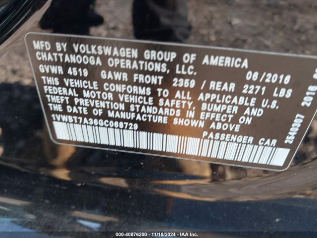 1VWBT7A36GC068729 Volkswagen Passat 1.8t Se