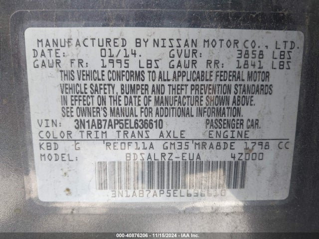 Nissan SENTRA SR 2014 3N1AB7AP5EL636610 Image 9