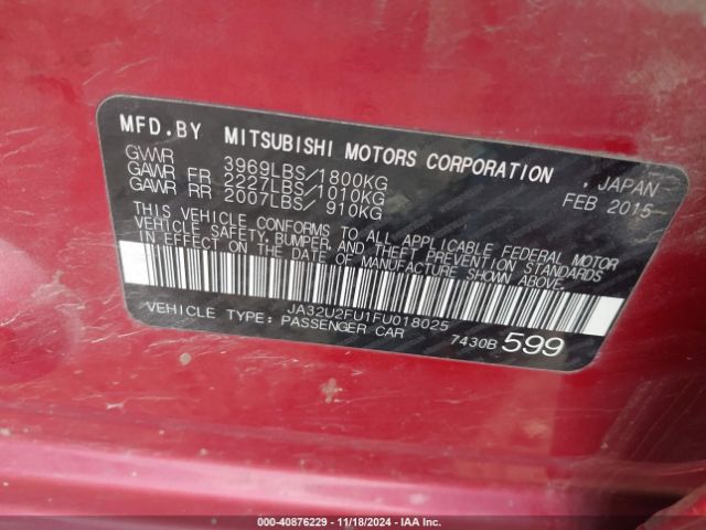 2015 MITSUBISHI LANCER JA32U2FU1FU018025 Photo 8