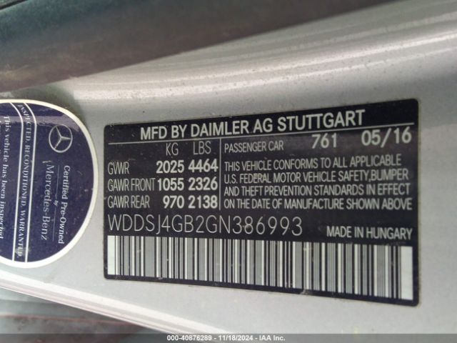 WDDSJ4GB2GN386993 Mercedes-Benz CLA 250 4MATIC